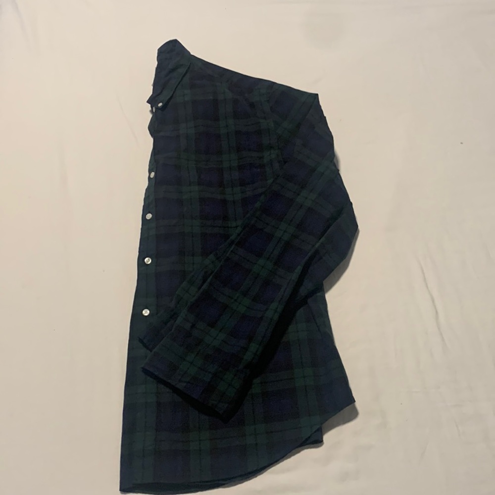 JCrew Long Sleeve Button Up Blue Green Plaid XXL